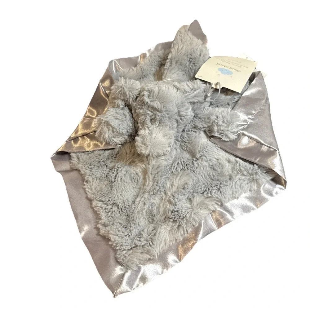 Cloud Island Baby Gray Elephant‎ Lovey  Plush Satin Back Security Blanket - NWT